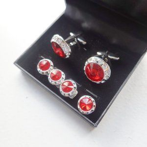 New Red Crystal Cufflinks and Studs for Tuxedo $100